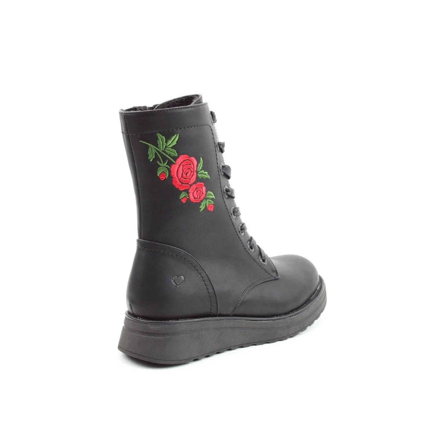Heavenly Feet Martina 4 Rose Ladies Black Vegan Zip & Lace Mid-Calf Boots