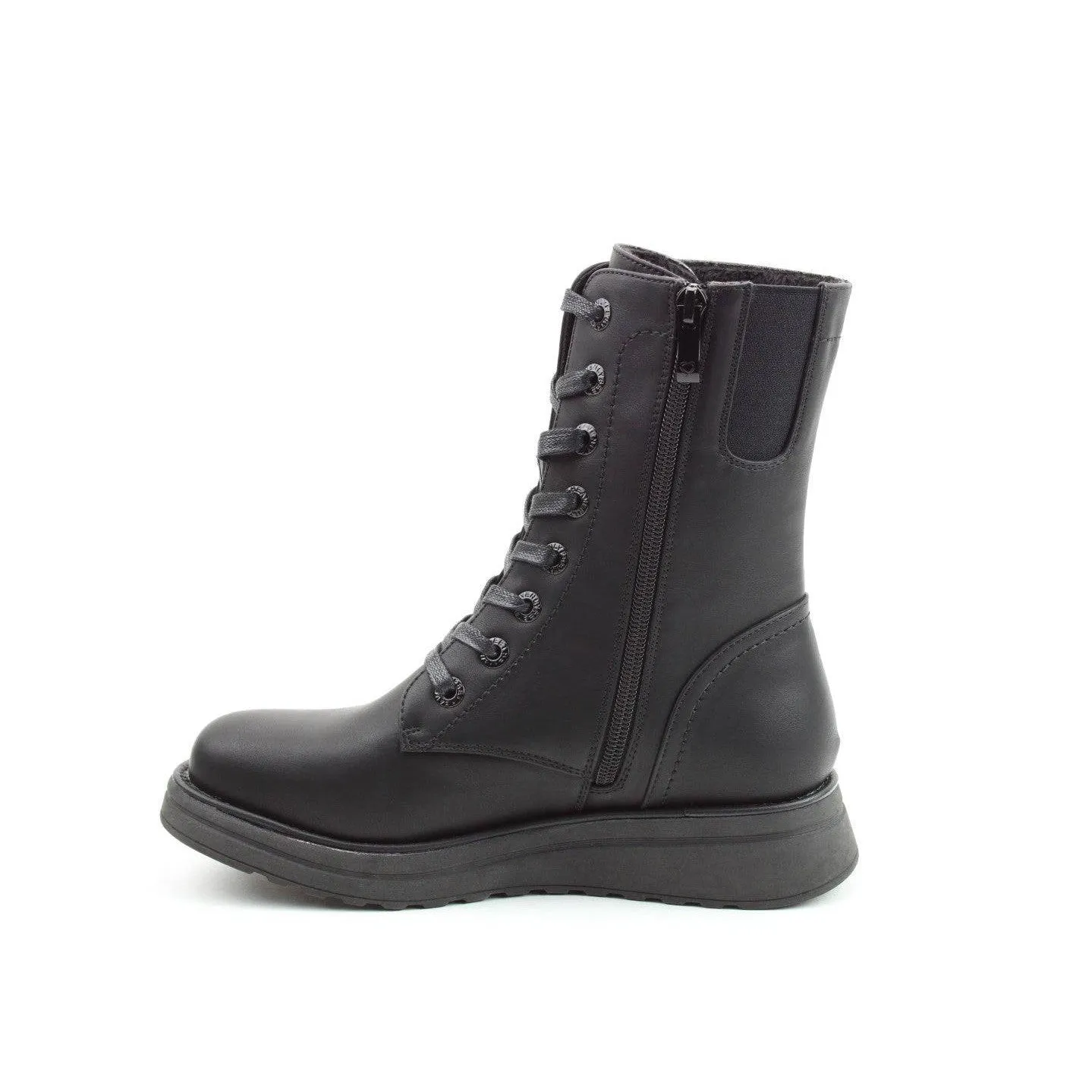 Heavenly Feet Martina 4 Rose Ladies Black Vegan Zip & Lace Mid-Calf Boots