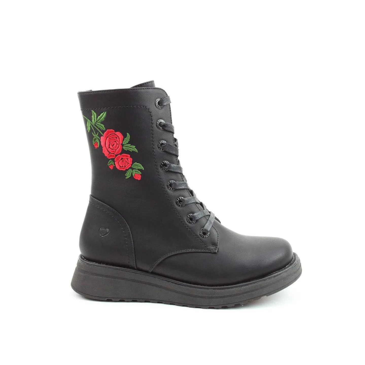 Heavenly Feet Martina 4 Rose Ladies Black Vegan Zip & Lace Mid-Calf Boots
