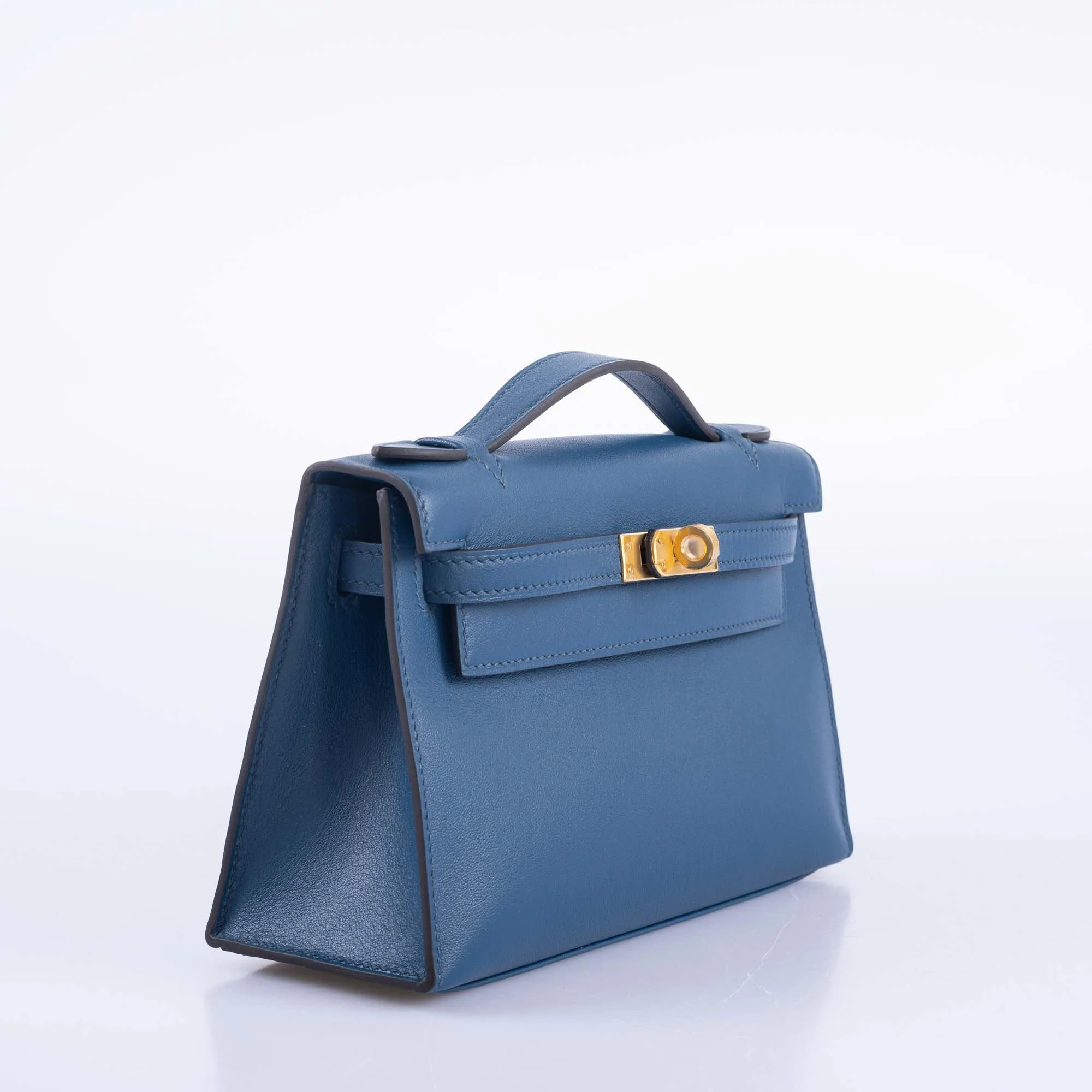 Hermès Kelly Pochette Navy Swift with Gold Hardware