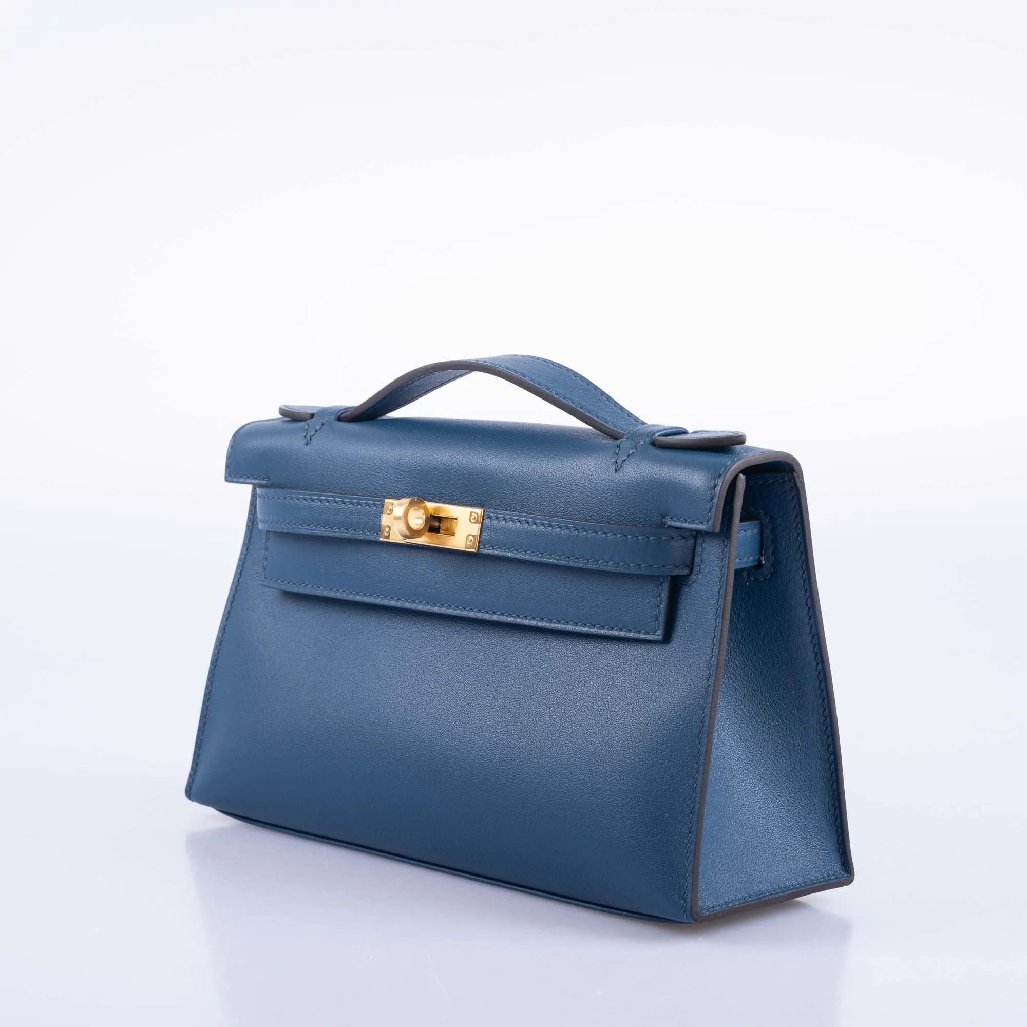 Hermès Kelly Pochette Navy Swift with Gold Hardware