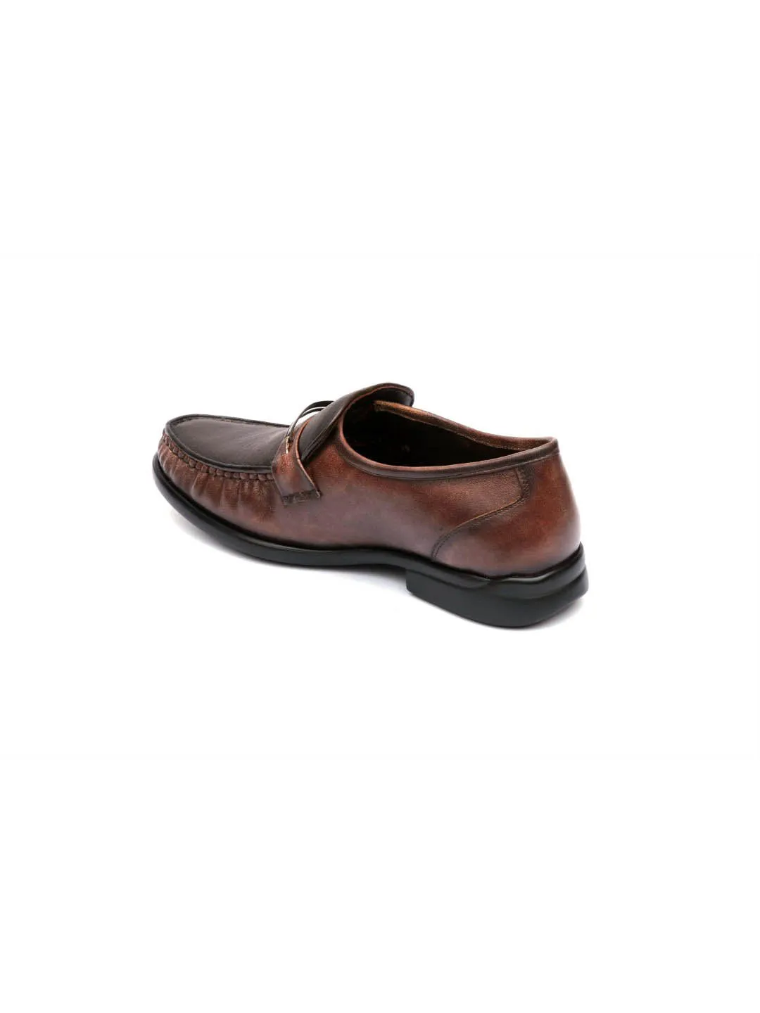 Hitz Men's Brown Slip-On Leather Comfort Shoes