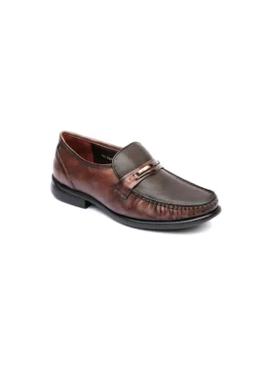 Hitz Men's Brown Slip-On Leather Comfort Shoes