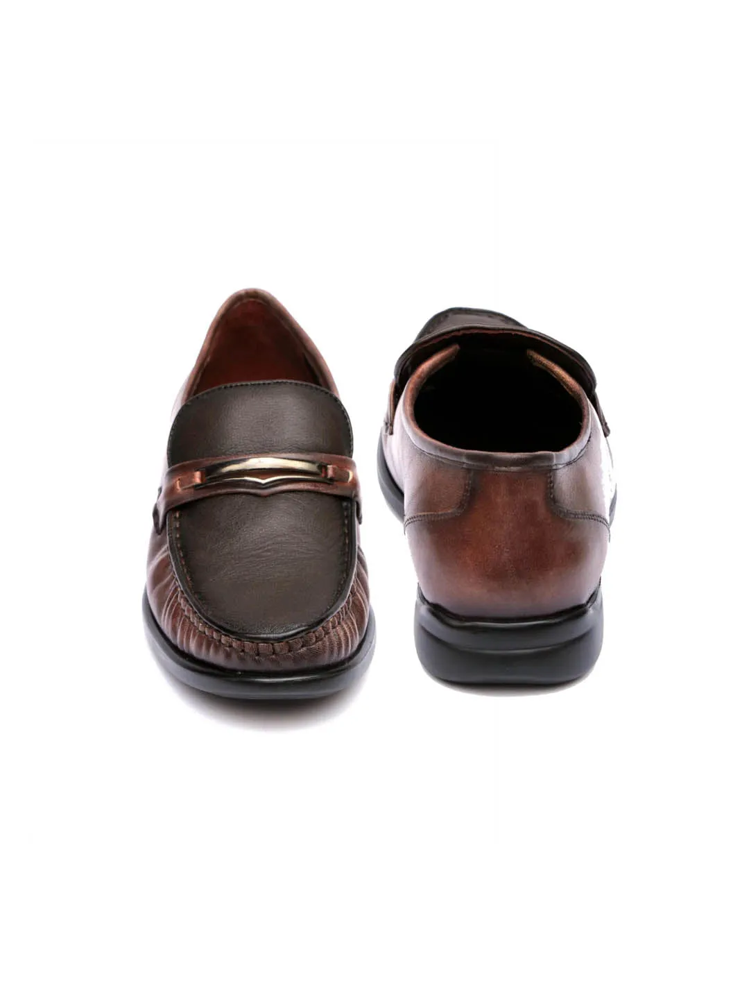 Hitz Men's Brown Slip-On Leather Comfort Shoes