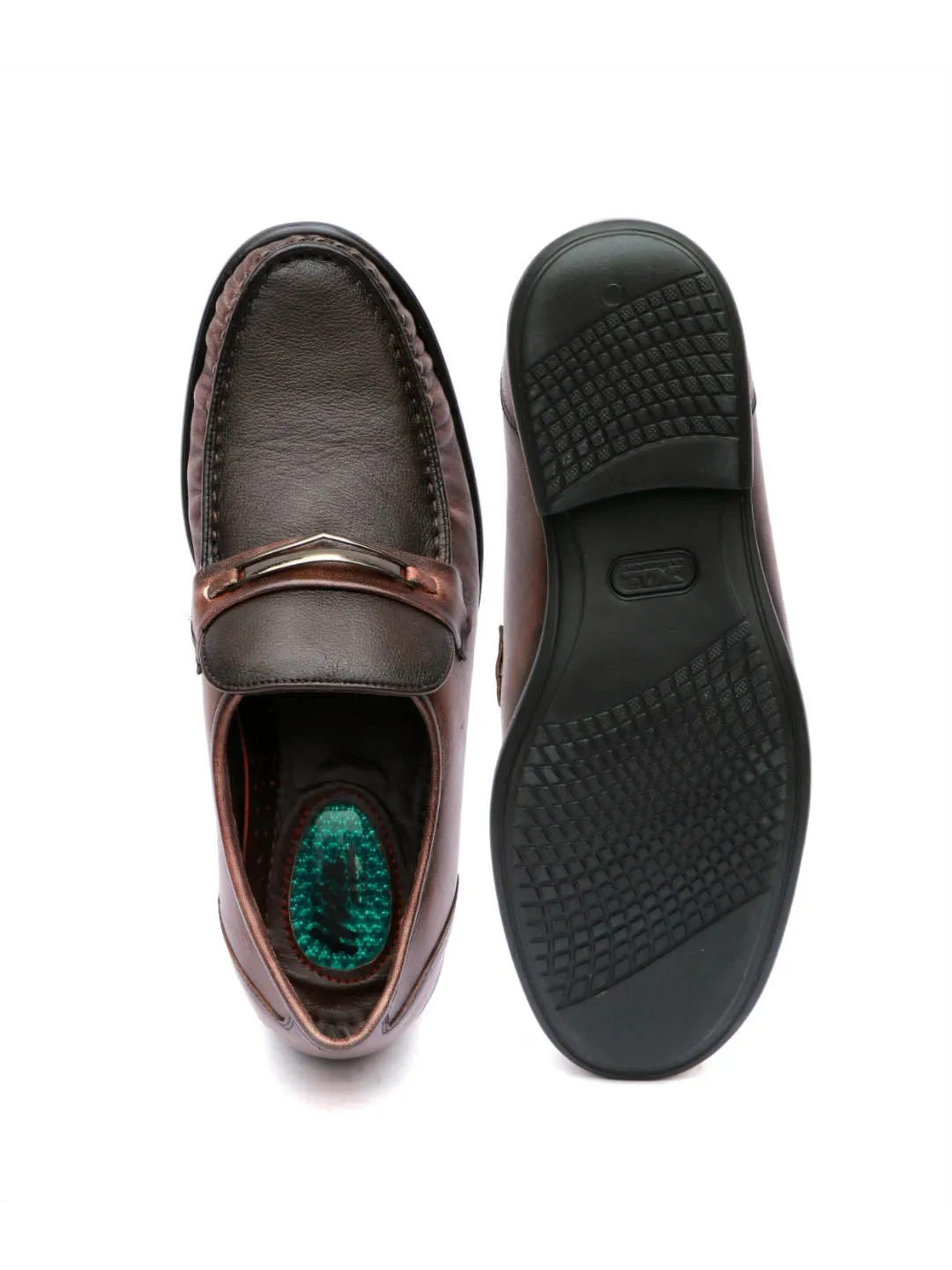 Hitz Men's Brown Slip-On Leather Comfort Shoes