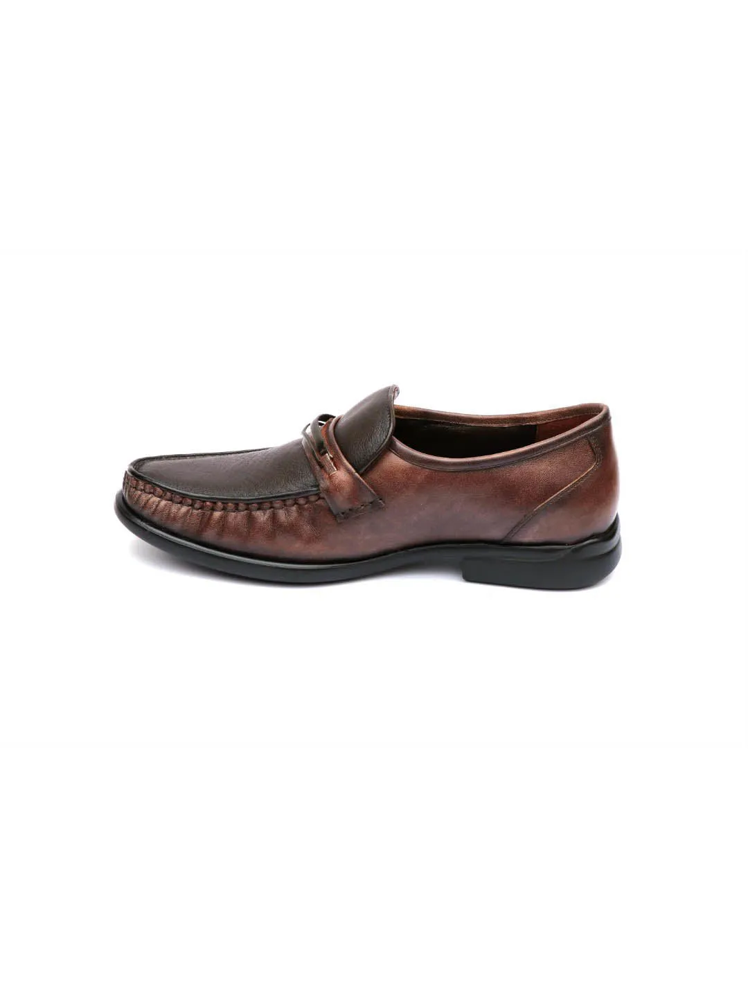 Hitz Men's Brown Slip-On Leather Comfort Shoes