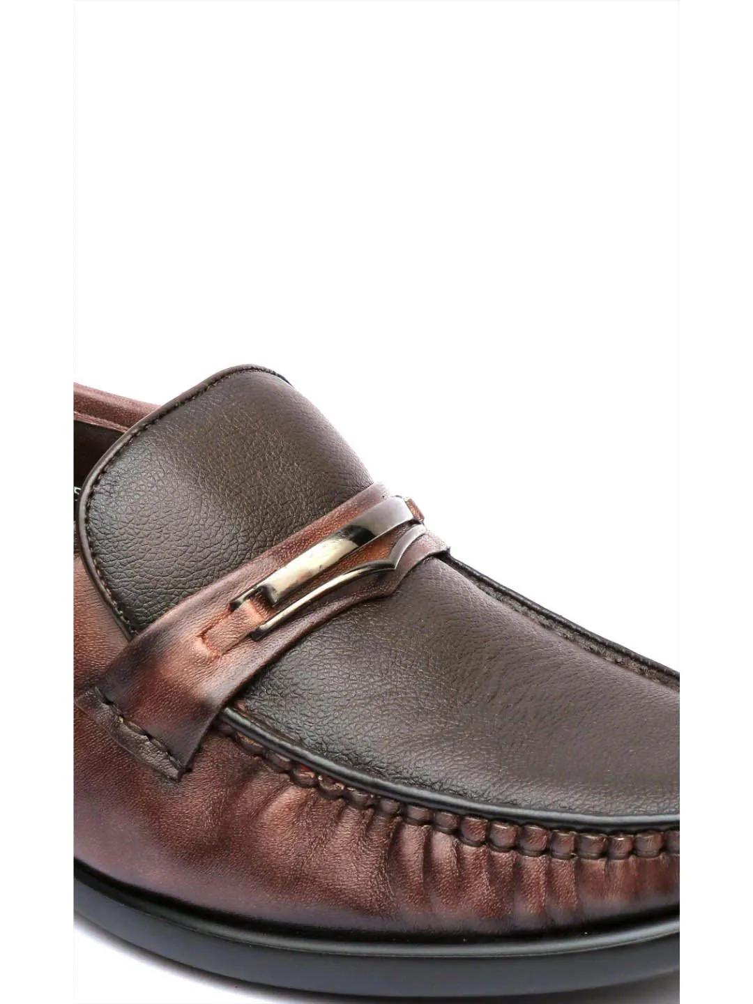 Hitz Men's Brown Slip-On Leather Comfort Shoes