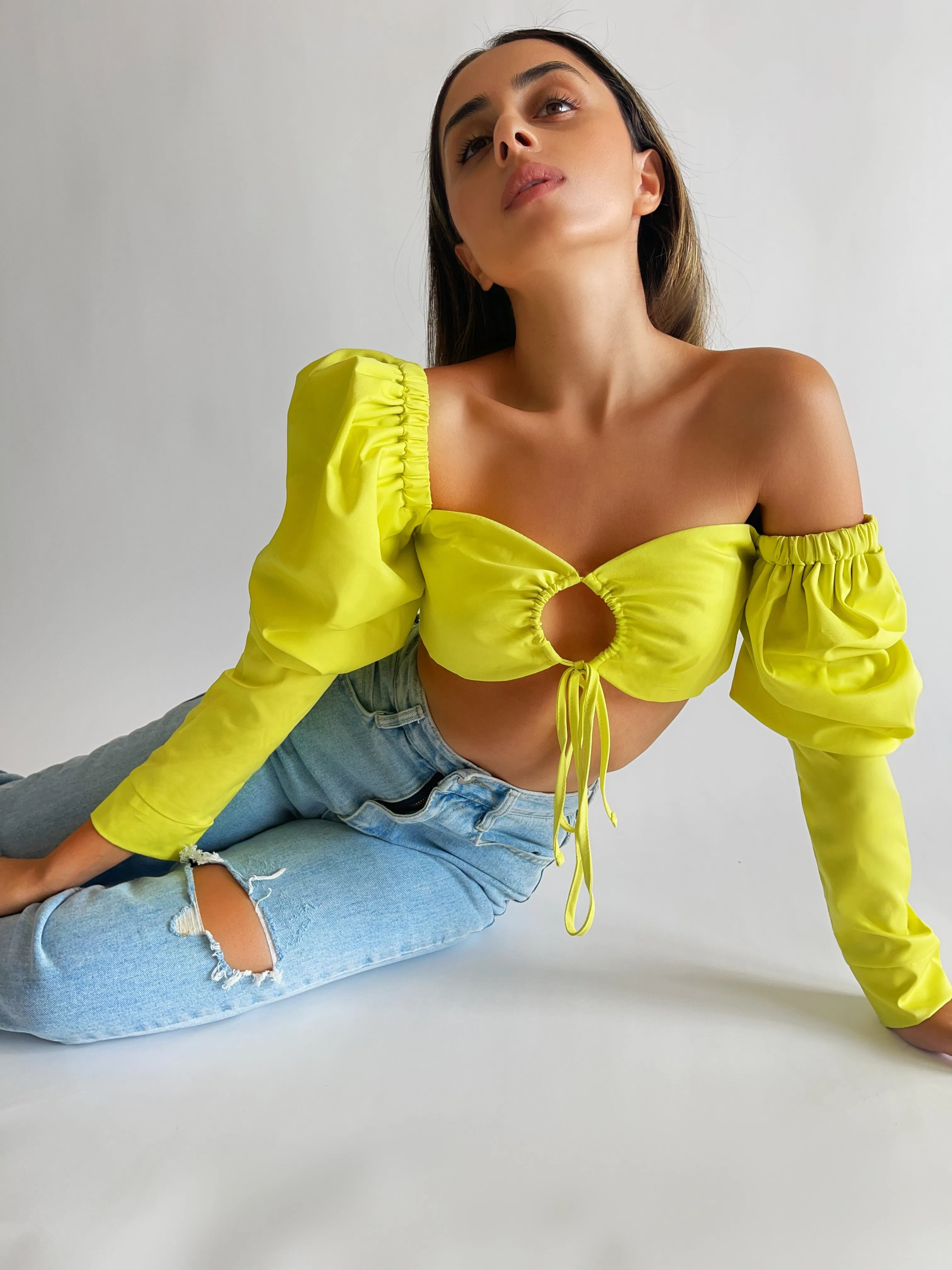 JODIE PUFFED SHOULDER LONG SLEEVE YELLOW (SAMPLE SALE)
