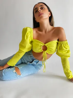 JODIE PUFFED SHOULDER LONG SLEEVE YELLOW (SAMPLE SALE)