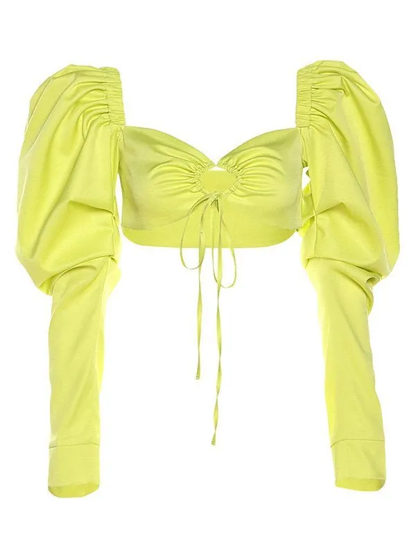 JODIE PUFFED SHOULDER LONG SLEEVE YELLOW (SAMPLE SALE)