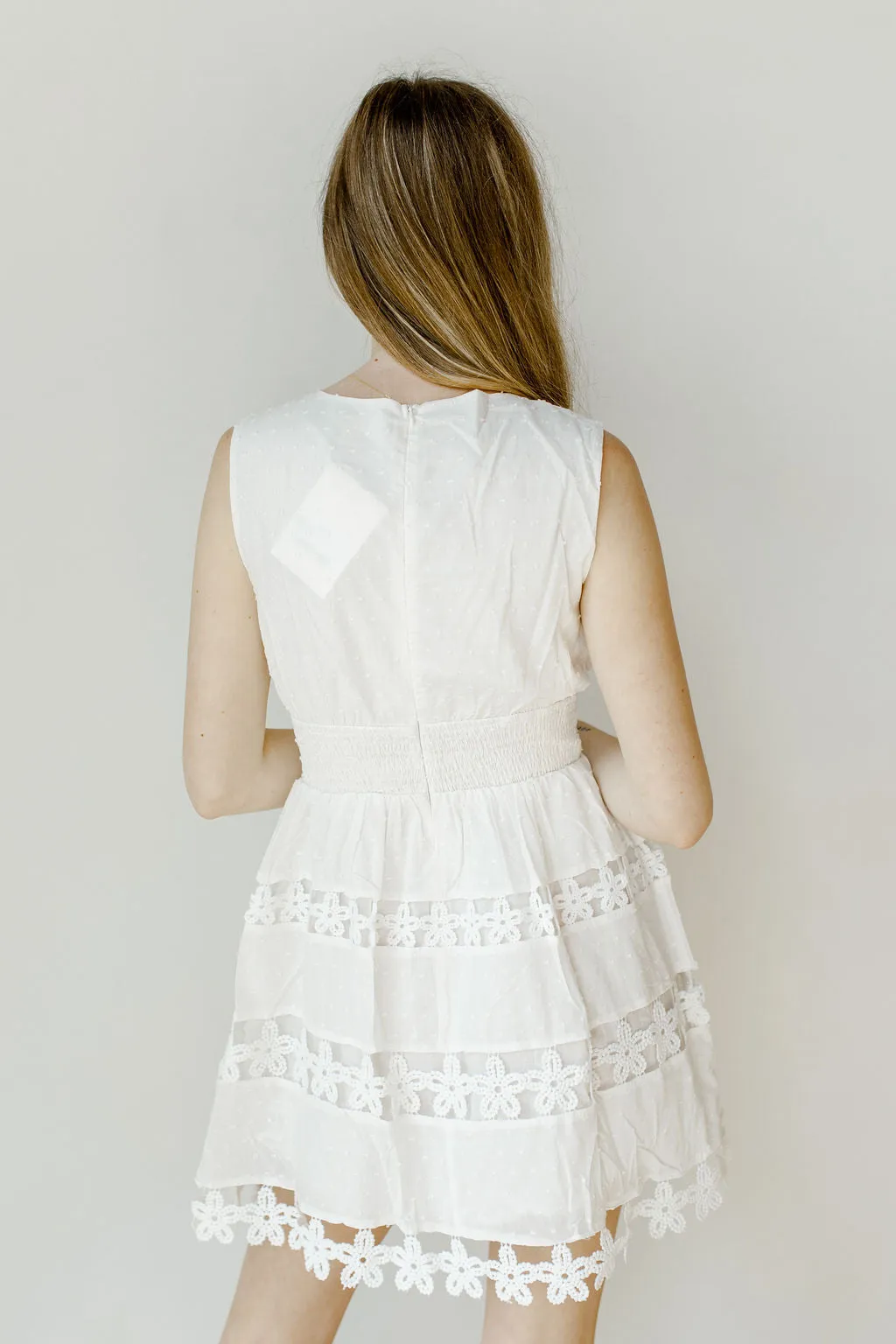 lace trim mini dress