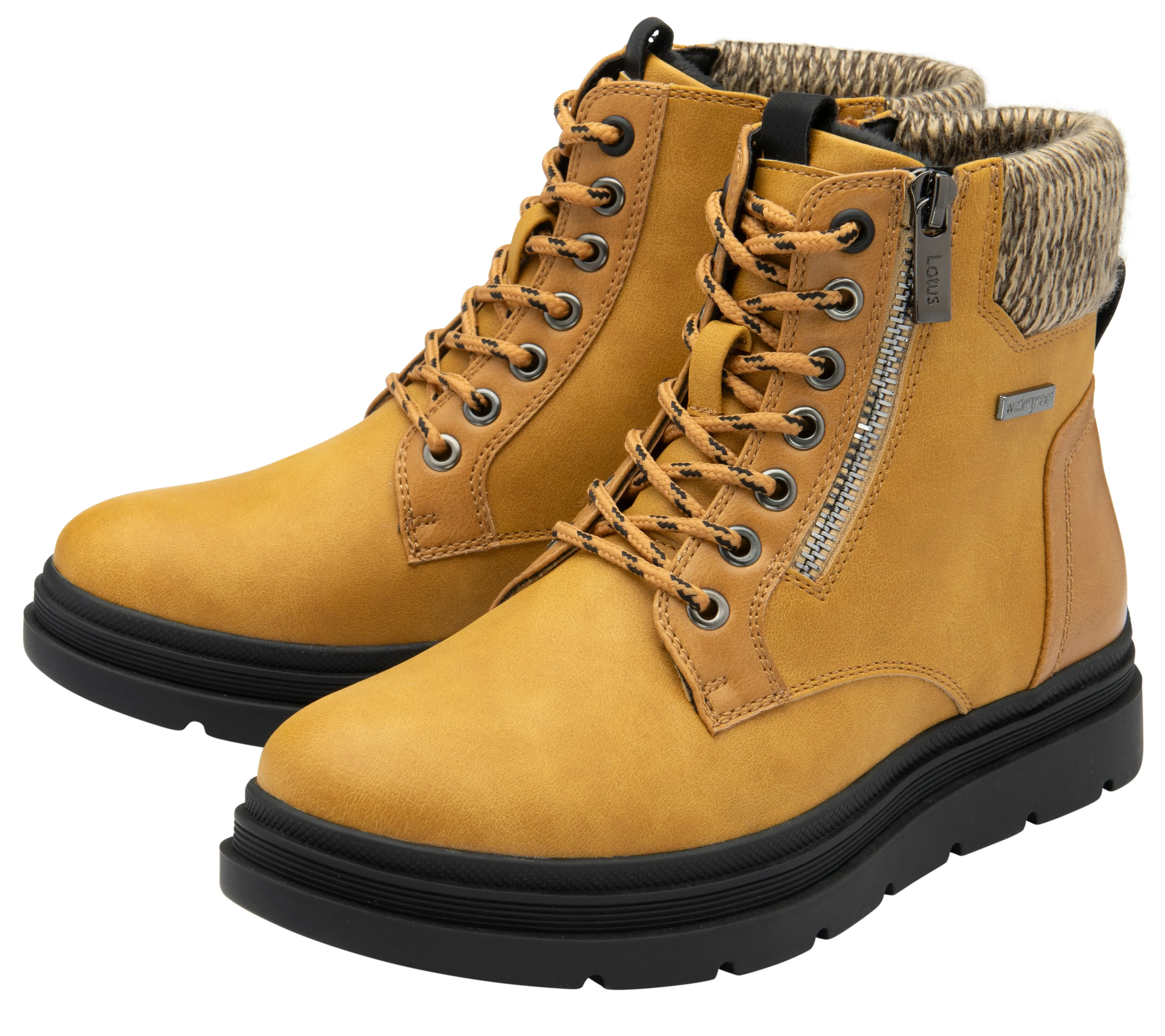 Lotus Boot Saundra Waterproof Hiker style Ankle Boot ULB387 MUSTARD