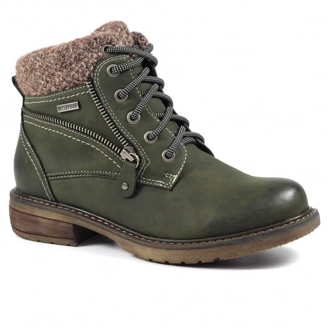 Lunar Ankle Boot Benson OLIVE lace and zip