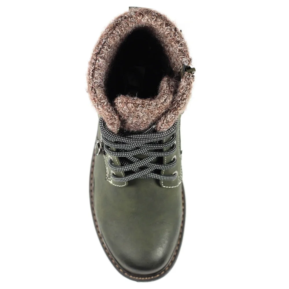 Lunar Ankle Boot Benson OLIVE lace and zip