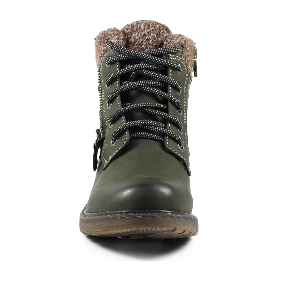 Lunar Ankle Boot Benson OLIVE lace and zip