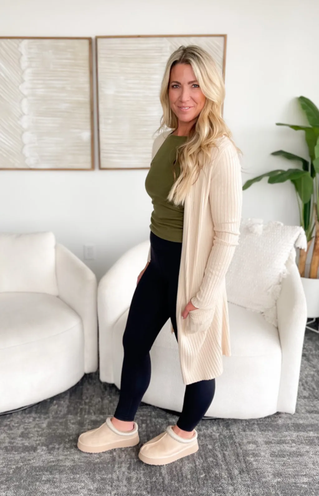 Marley Ribbed Open Front Long Cardigan