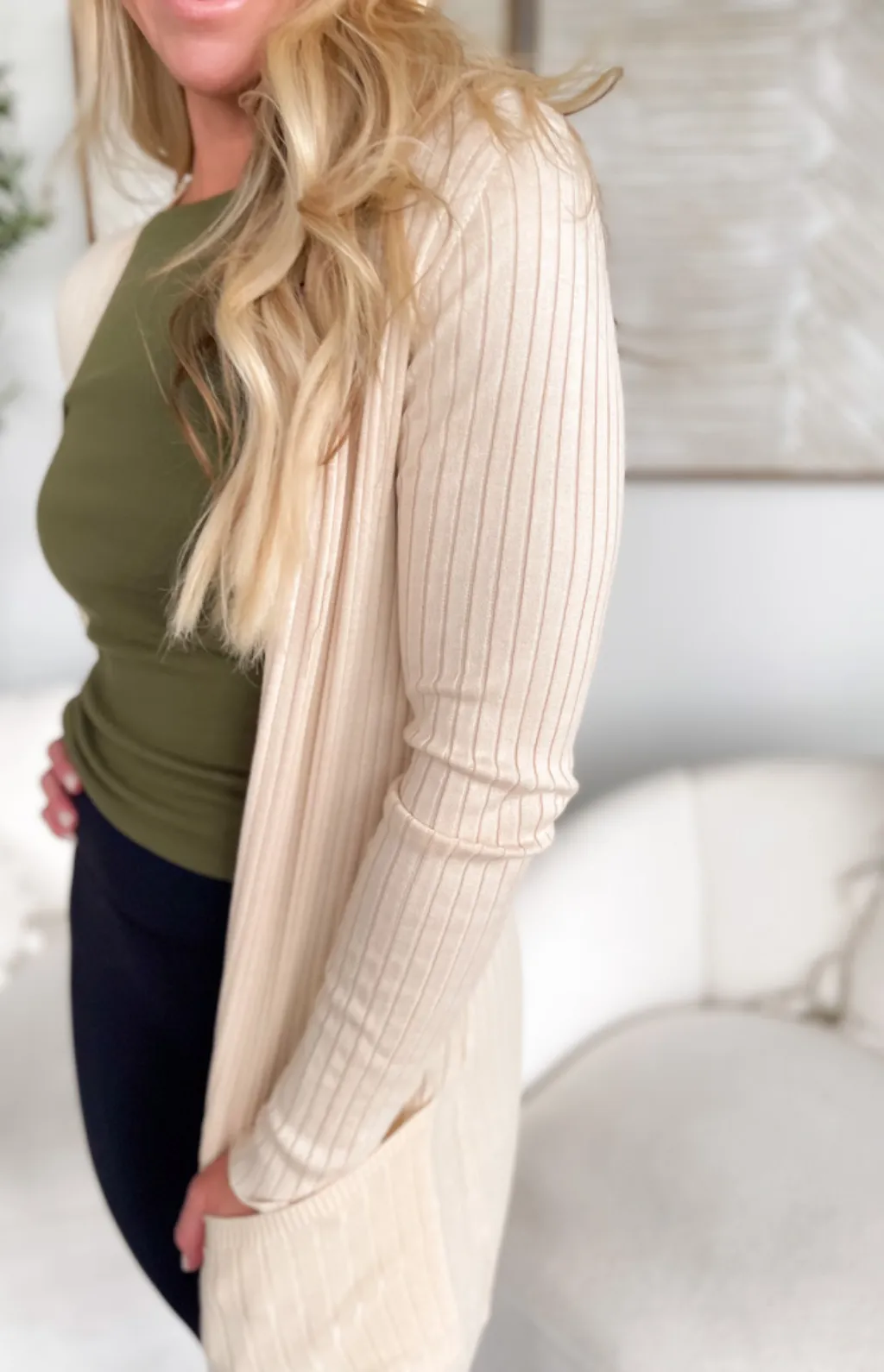 Marley Ribbed Open Front Long Cardigan