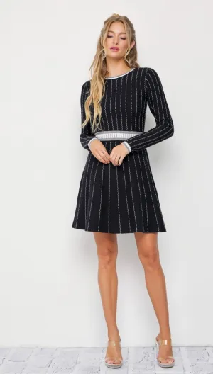Mila Stripe Knit Long Sleeve Mini Dress