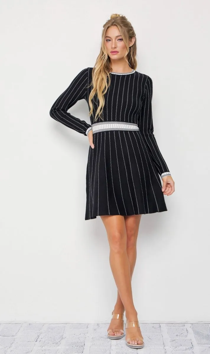 Mila Stripe Knit Long Sleeve Mini Dress