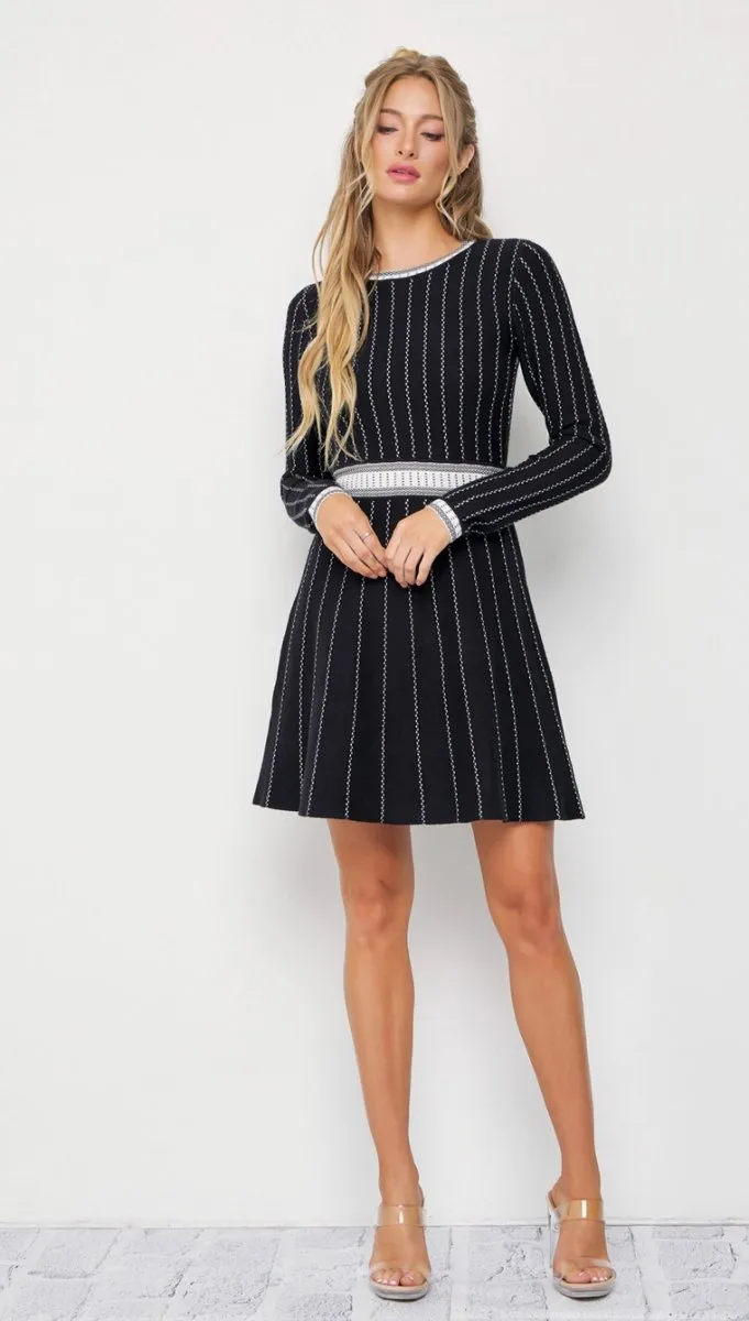 Mila Stripe Knit Long Sleeve Mini Dress
