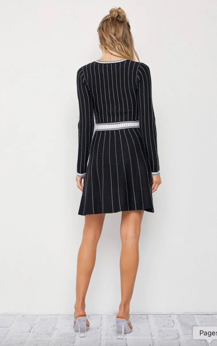 Mila Stripe Knit Long Sleeve Mini Dress