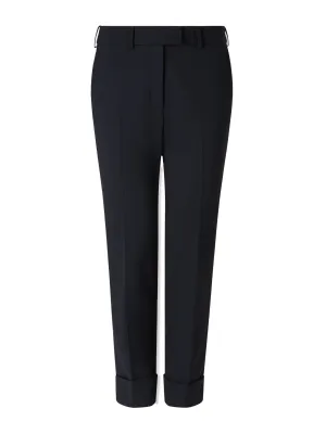 Navy Clement new wool easy waist turn up trousers