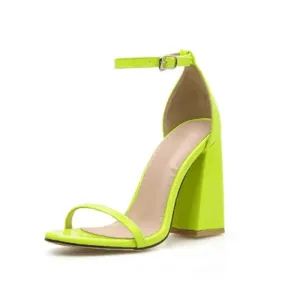 Peep Toe Chunky Block Heel Buckle Ankle Strap Single Band Sandals