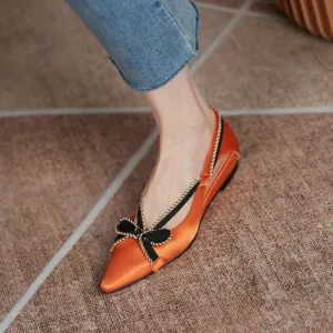 POINTED TOE BOW FLAT SHOES