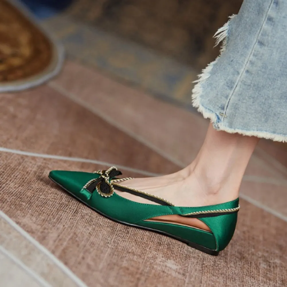 POINTED TOE BOW FLAT SHOES