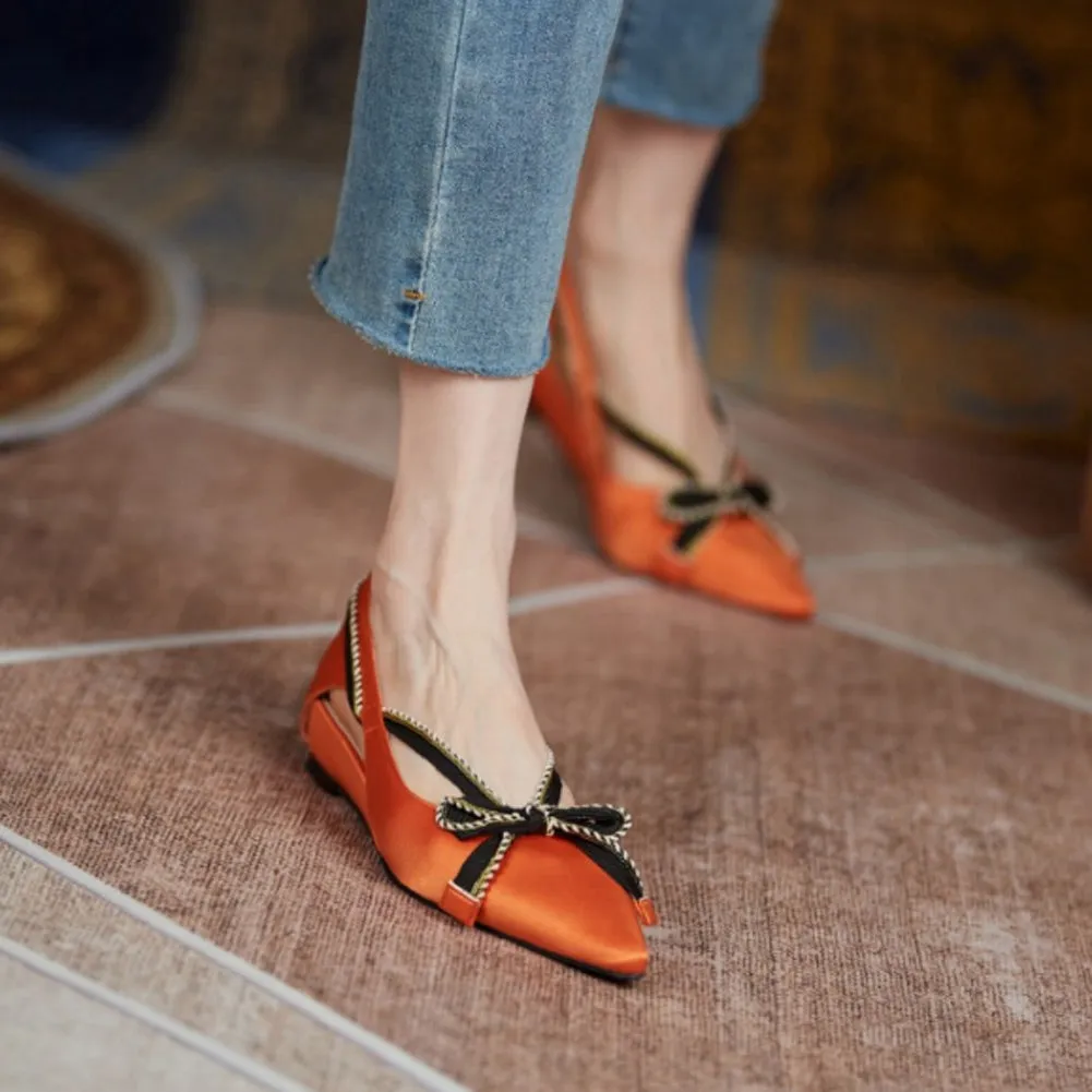 POINTED TOE BOW FLAT SHOES