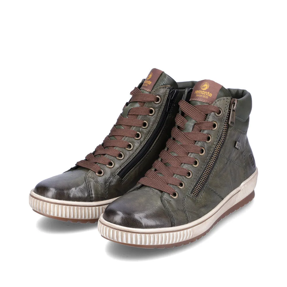 Remonte Ankle Boot D0772-52 GREEN with lace and Zip