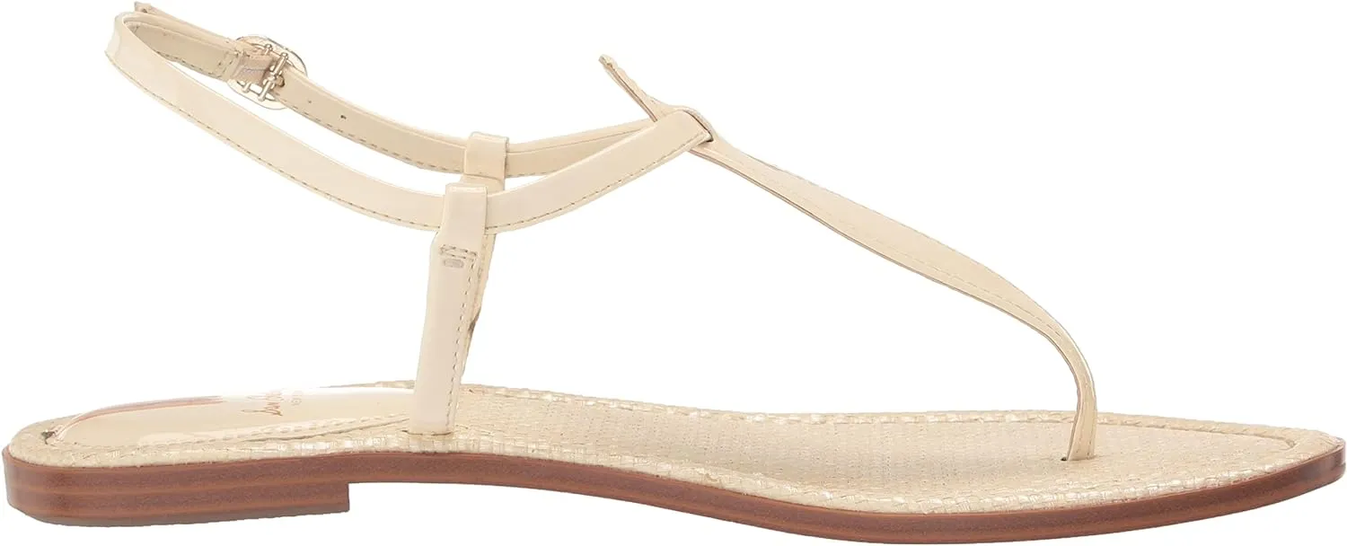 Sam Edelman Gigi Porcelain Embossed Open Toe Ankle Strap Thong Flats Sandals