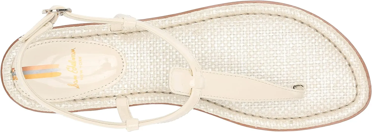 Sam Edelman Gigi Porcelain Embossed Open Toe Ankle Strap Thong Flats Sandals