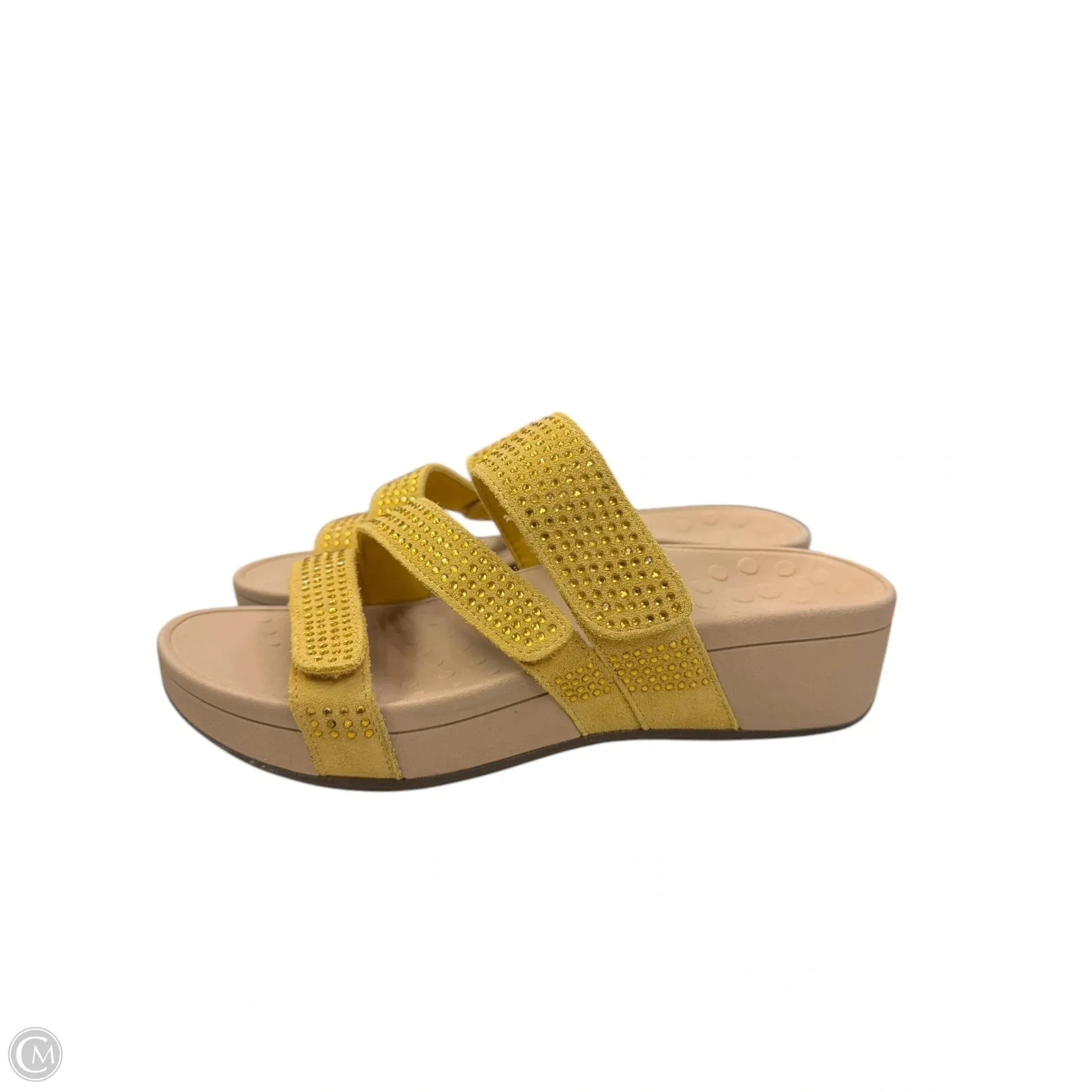 Sandals Flats By Vionic In Yellow, Size: 8