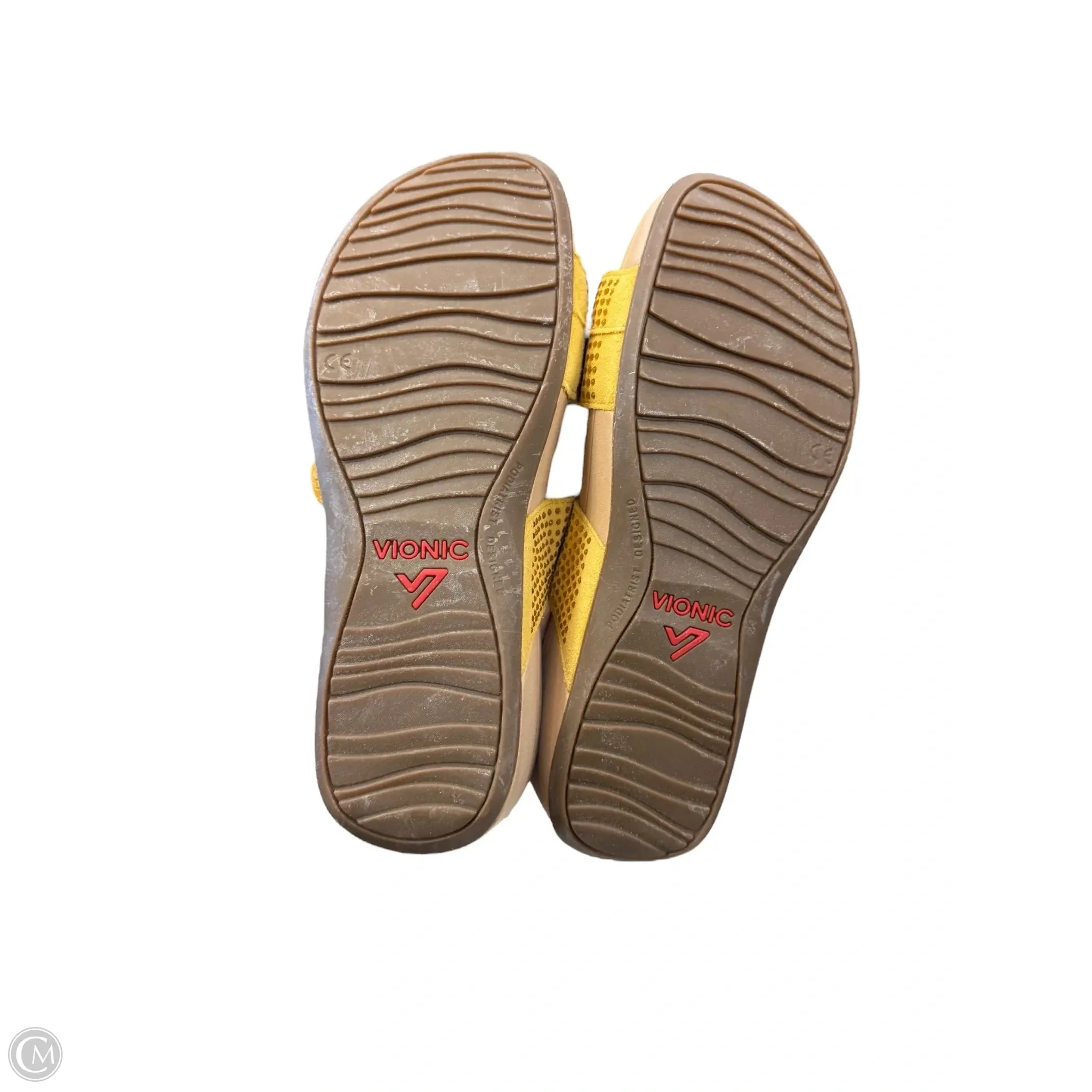 Sandals Flats By Vionic In Yellow, Size: 8