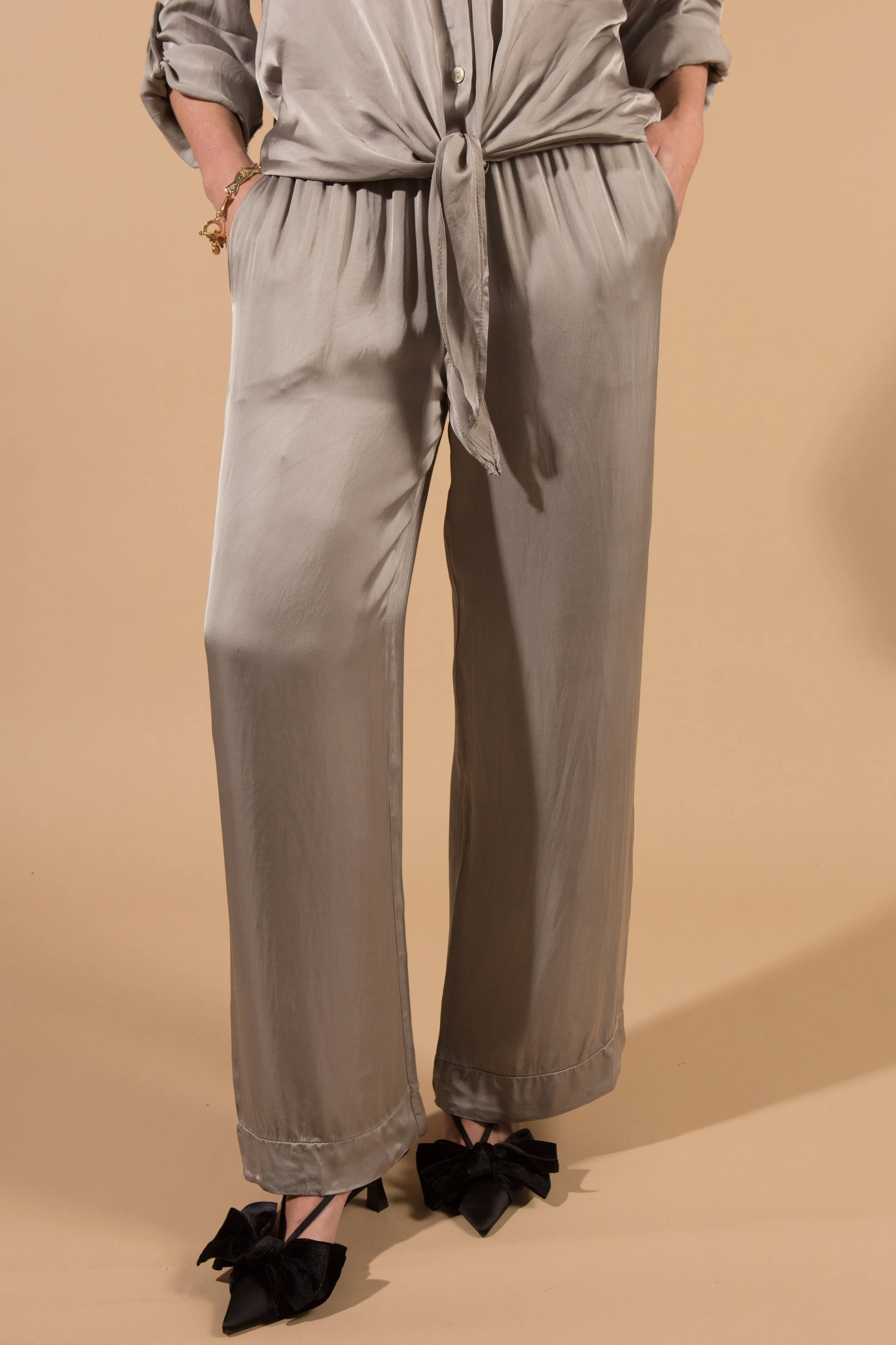 Satin Wide Leg Trousers