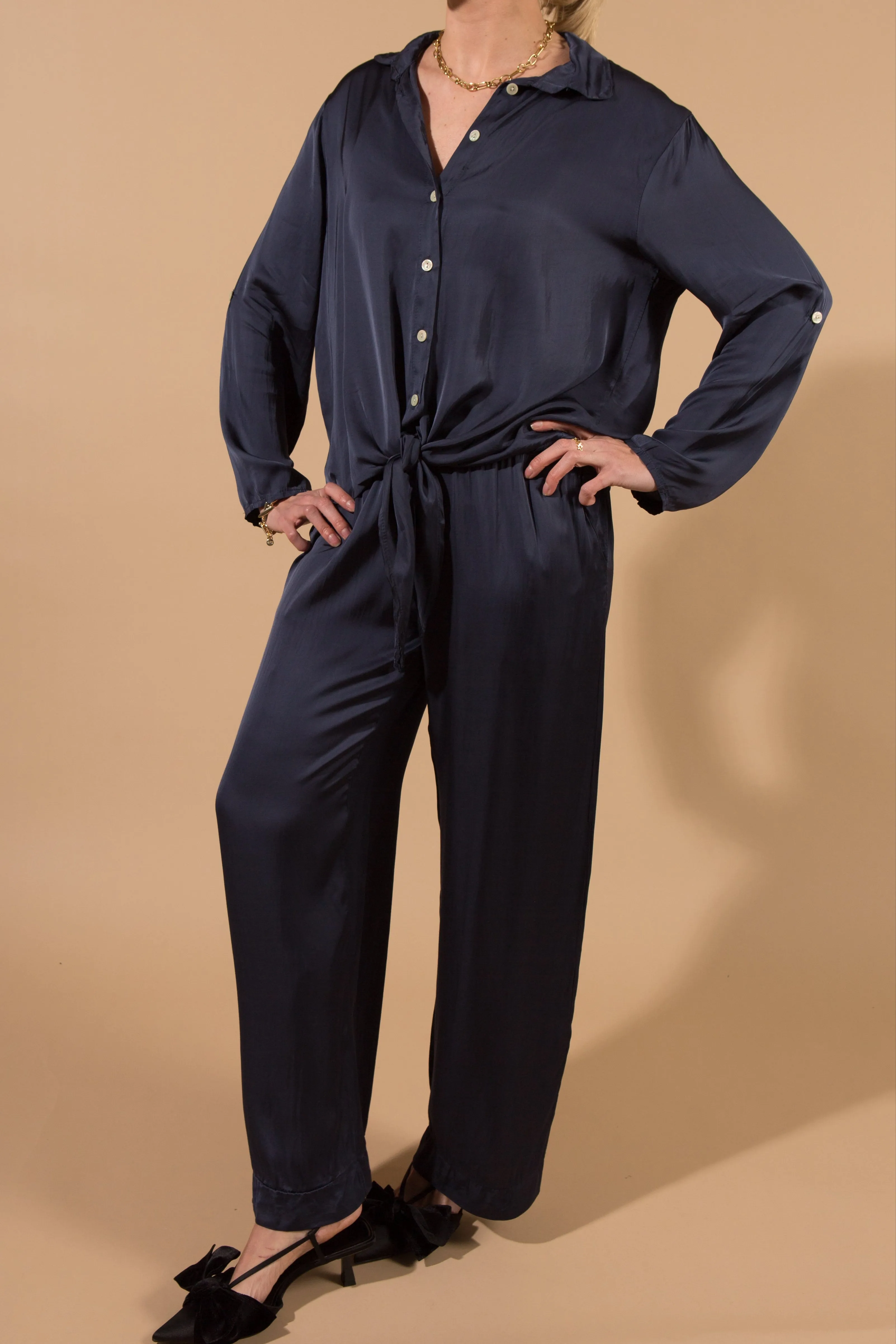 Satin Wide Leg Trousers