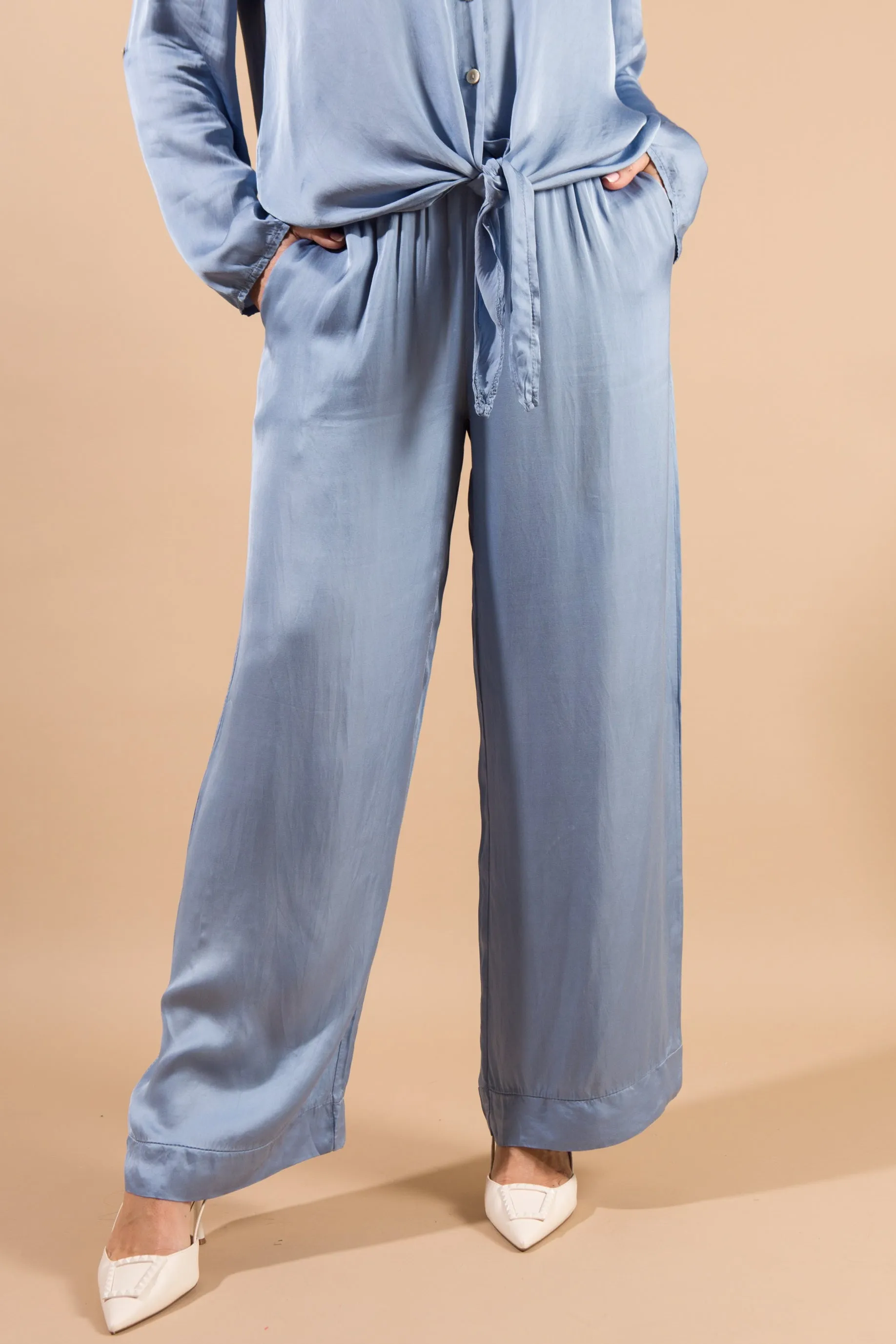 Satin Wide Leg Trousers