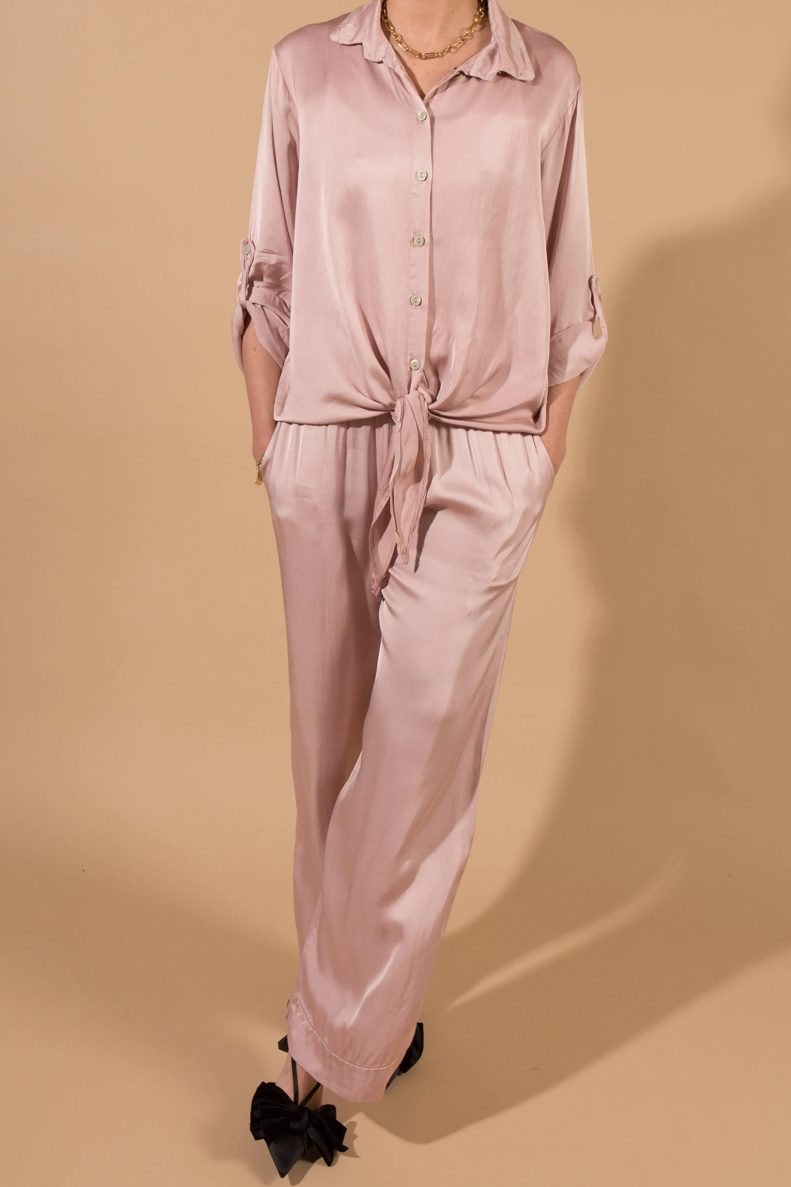 Satin Wide Leg Trousers