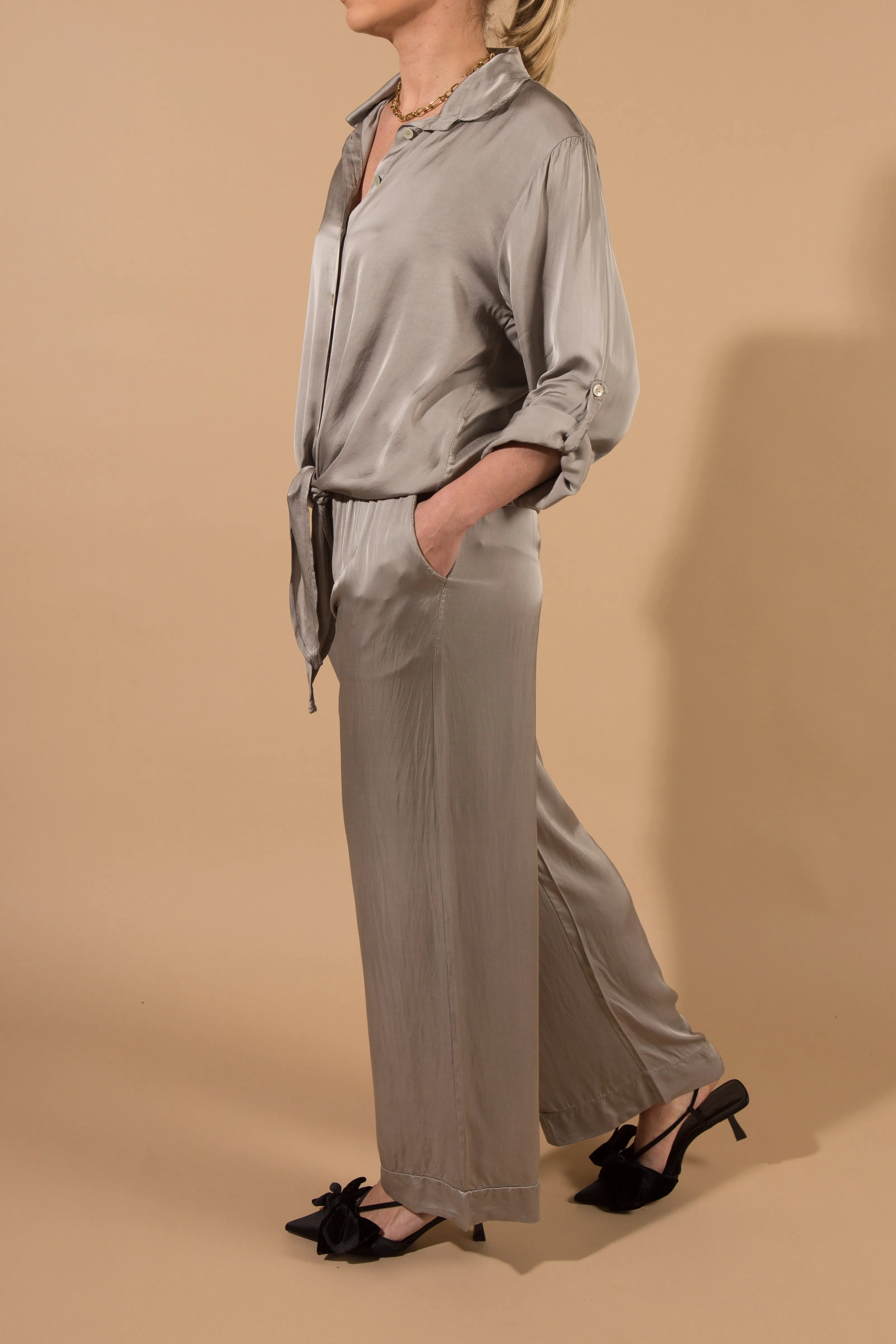 Satin Wide Leg Trousers