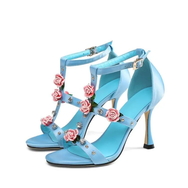 Sexy Flower Cutout Plain High Heel Sandals