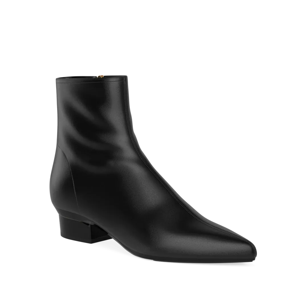 The Bootie - Coal Stretch Leather 4 Stiletto