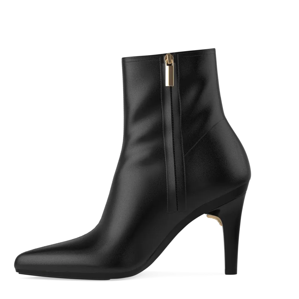 The Bootie - Coal Stretch Leather 4 Stiletto