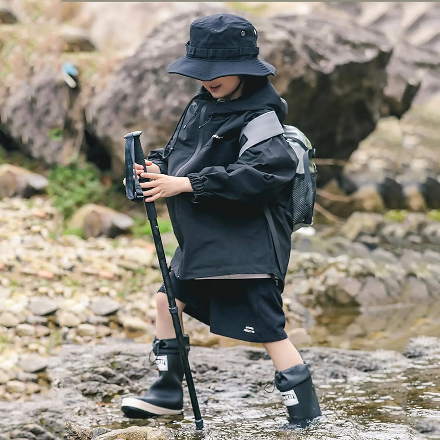 Toddler Rain Boots Kids Boys Girls Waterproof Anti-Slip Unisex Simple Summer Outdoor Lightweight Rainboot Shoes