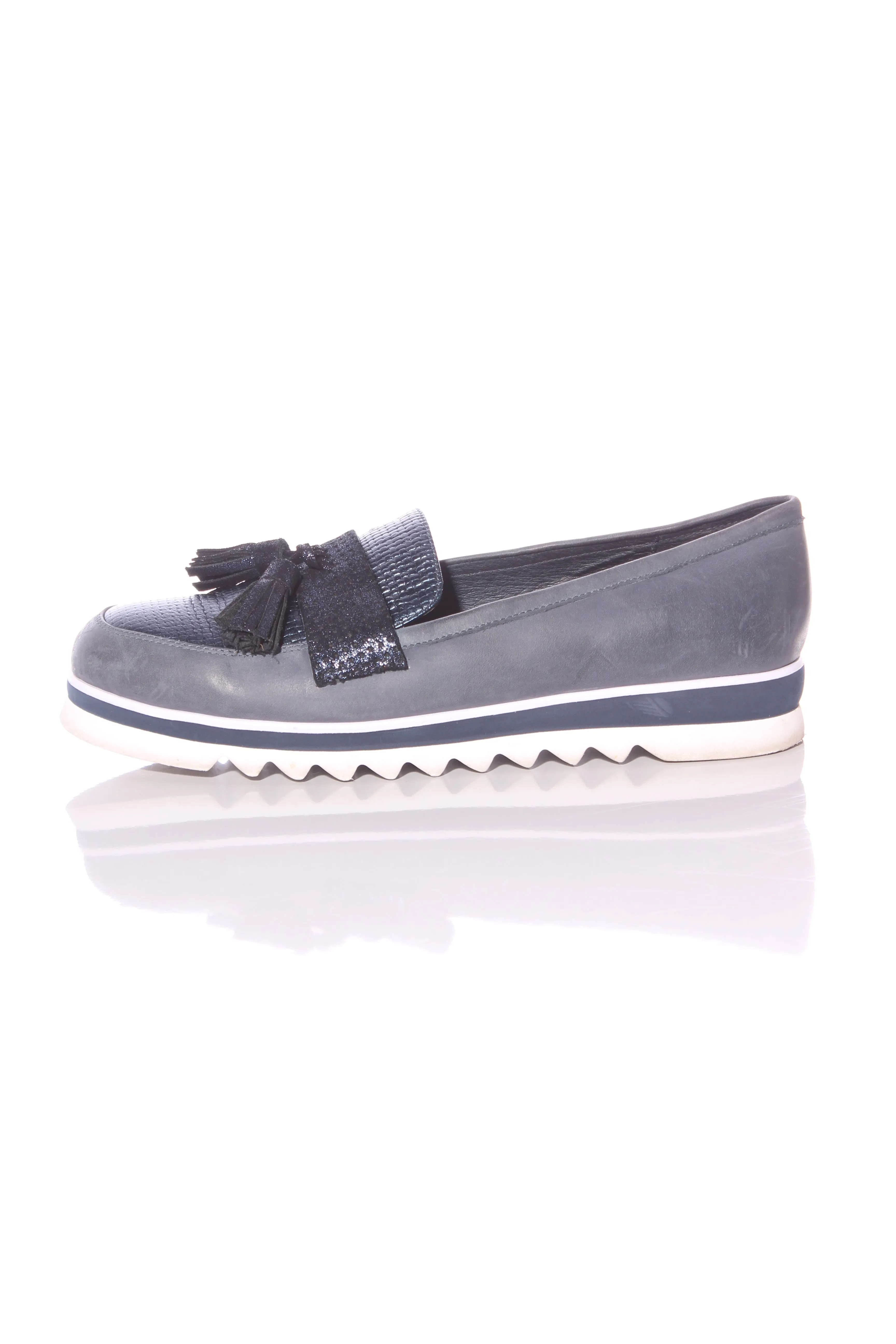 TOP END - Metallic navy leather loafers! 41