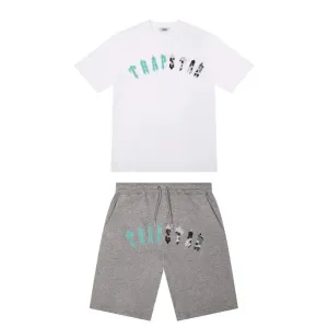 TRAPSTAR IRONGATE ARCH CHENILLE SHORT SET - GREY/SEA BLUE