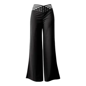 Uitlopende broek met gekruiste mesh-patch voor dames