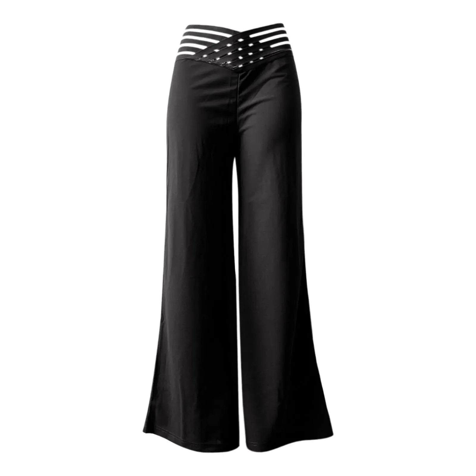 Uitlopende broek met gekruiste mesh-patch voor dames