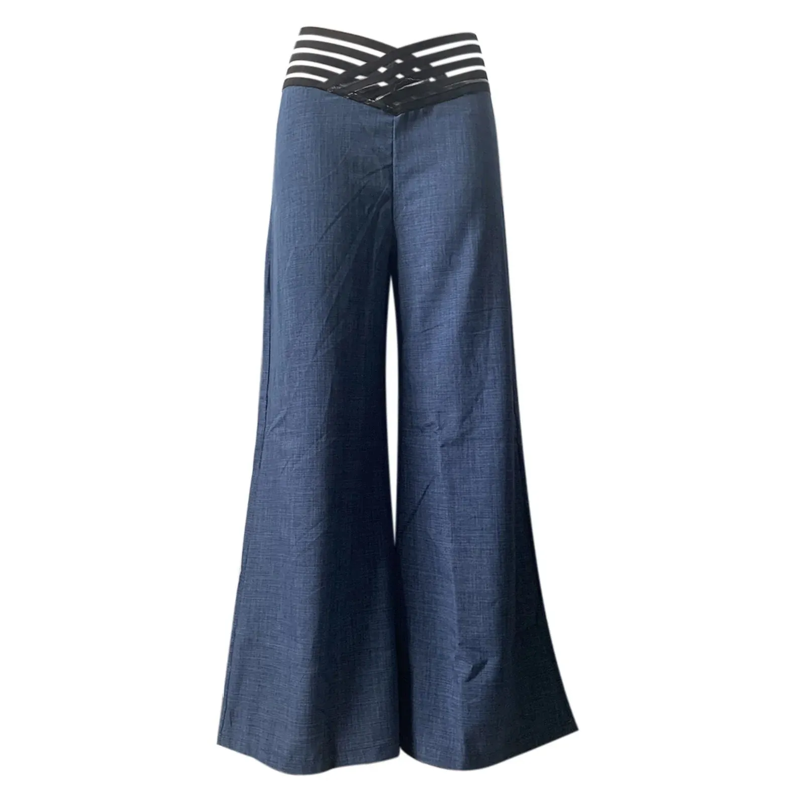 Uitlopende broek met gekruiste mesh-patch voor dames