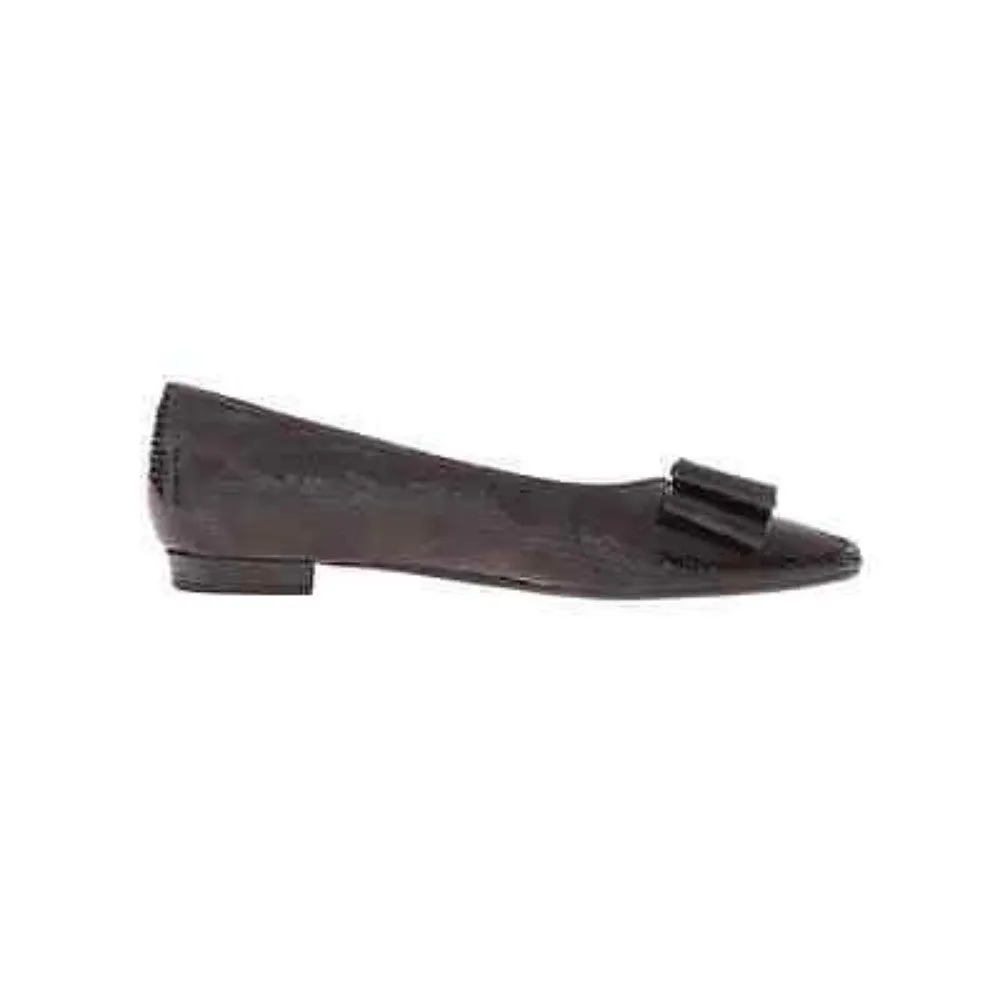 Vaneli Womens Garen Moro Brown Lizard Patent Flat